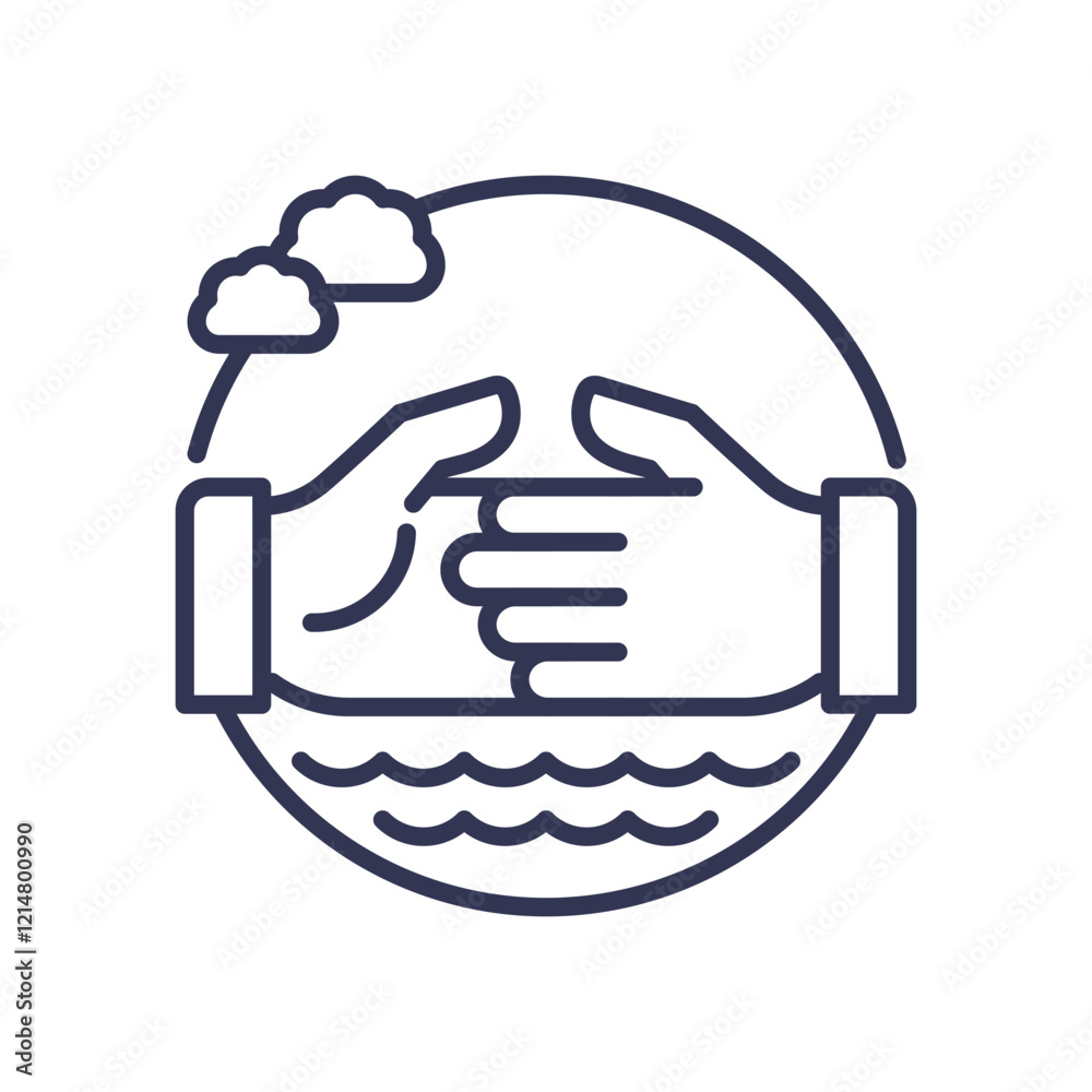 Two hands shaking over water, symbolizing connection and trust. Two hands shaking over water, symbolizing connection and trust.