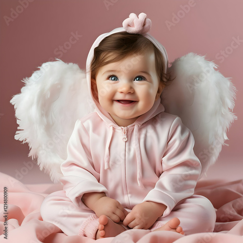 Adorable Baby in Pink Angel...