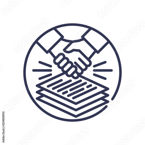 Handshake over documents symbolizes trust and collaboration.