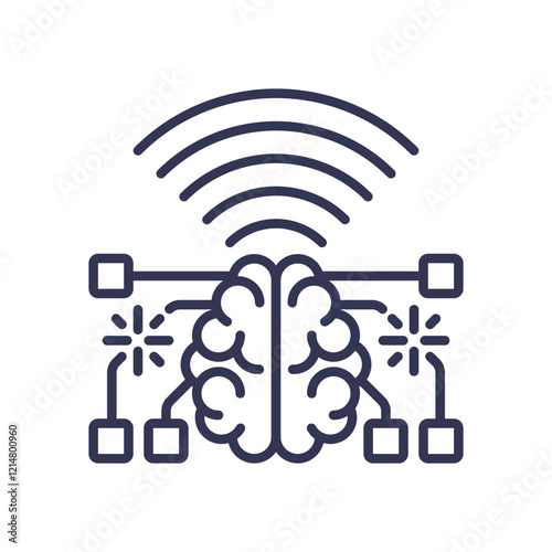 Brain with network and wireless signals symbolizes Connected Intelligence.