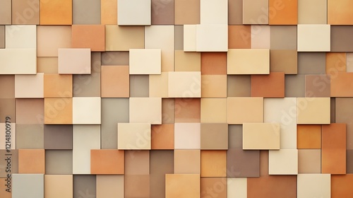 Wallpaper Mural Abstract Overlapping Square Mosaic Pattern in Earthy Tones Creating a Modern Decorative Background Torontodigital.ca