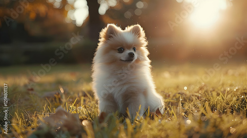 Fluffy Dog Sits Peacefully ...