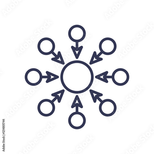 Central node with arrows and circles, symbolizing interconnected variables in a multivariable model.