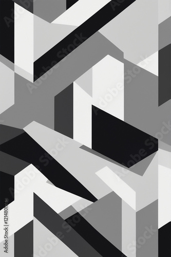 grey tile floor isolated Stock Photos Pictures & Royalty Abstract Geometric Pattern Lines Tessellation and Modern Art Aesthetic on White Background with Perspective View Stock Photos & Royalty Images