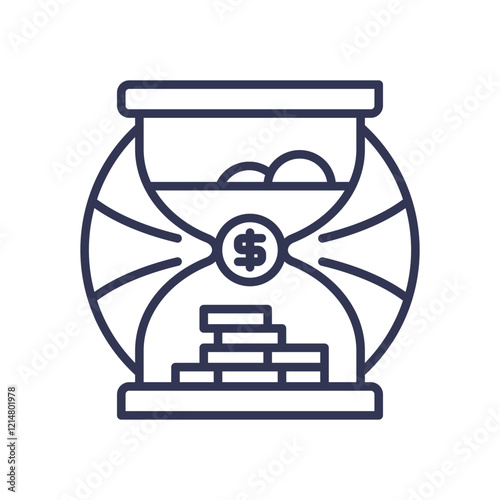 Hourglass with coins symbolizes the value of time in financial growth.