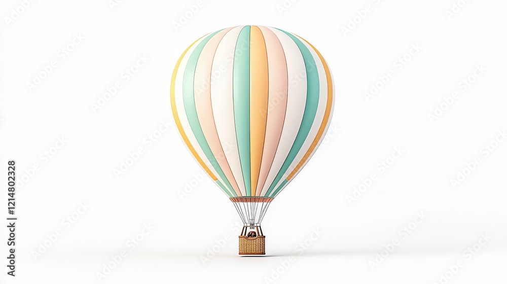 Fototapeta premium A beautiful hot air balloon with pastel colors floating gracefully against a clear sky, perfect for capturing the essence of adventure and exploration.