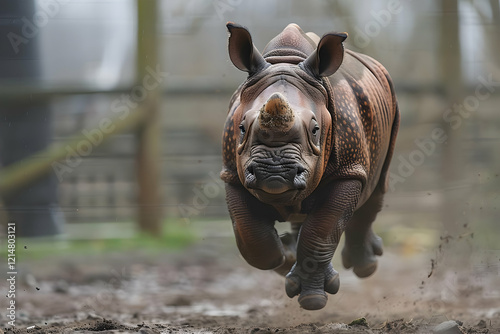 A Baby Rhinoceros Runs and ...