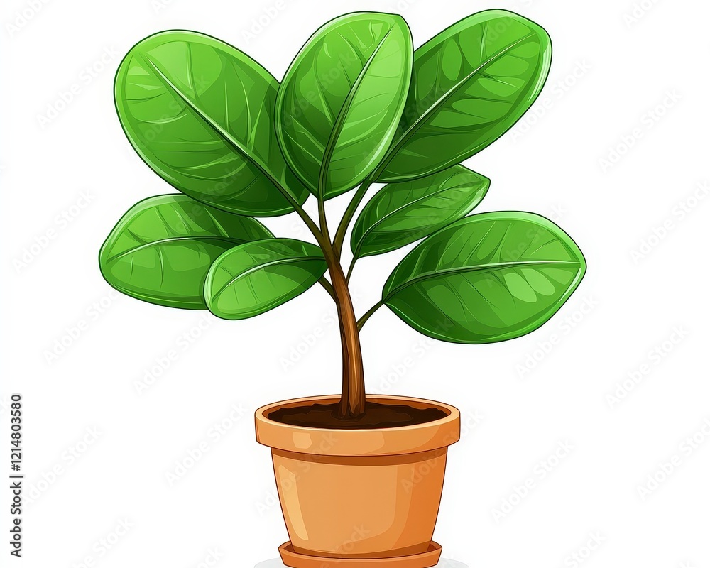 Lush Green Indoor Plant in Terracotta Pot with Vibrant Leaves Lush Green Indoor Plant in Terracotta Pot with Vibrant Leaves
