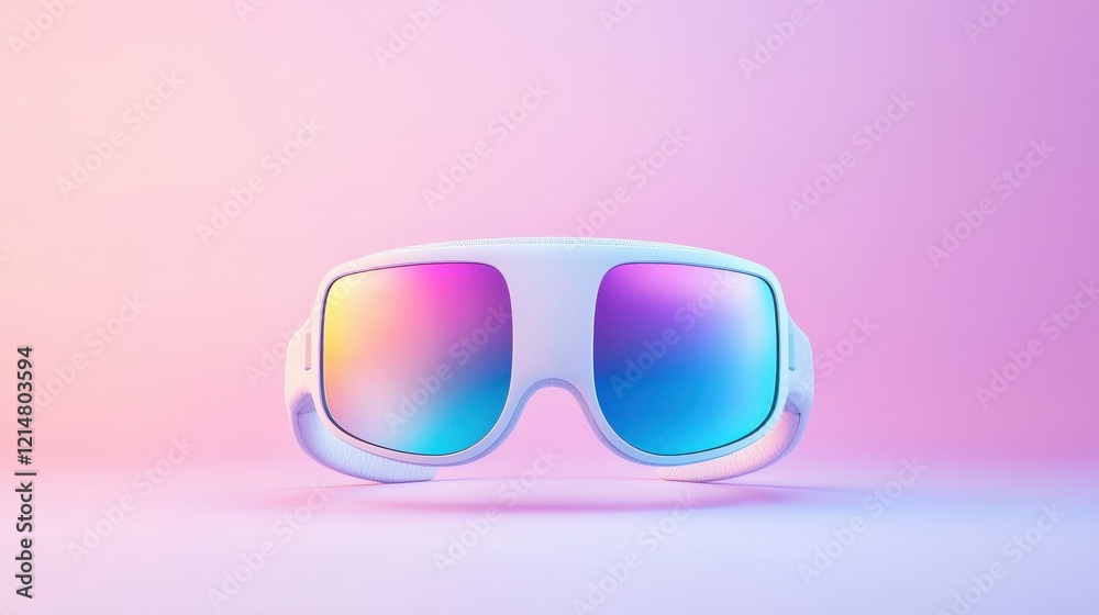 A headset showcased with an AR interface explaining its features. A headset showcased with an AR interface explaining its features.