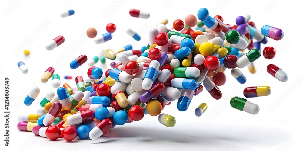 Bunch of pills are scattered all over the image Bunch of pills are scattered all over the image