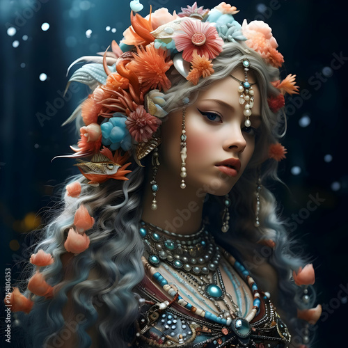 Mystical Woman with Floral ...
