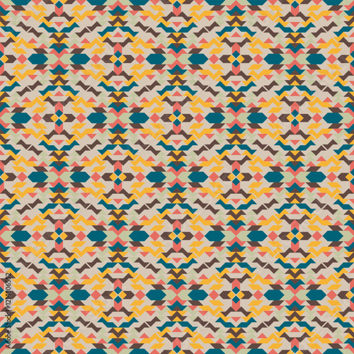 American tribal ethnic native pattern seamless.Traditional Navajo,Aztec,Apache,Southwest and Mexican style fabric pattern.Abstract vector motif pattern.For fabric,clothing,blanket,woven,wrap,decorate.