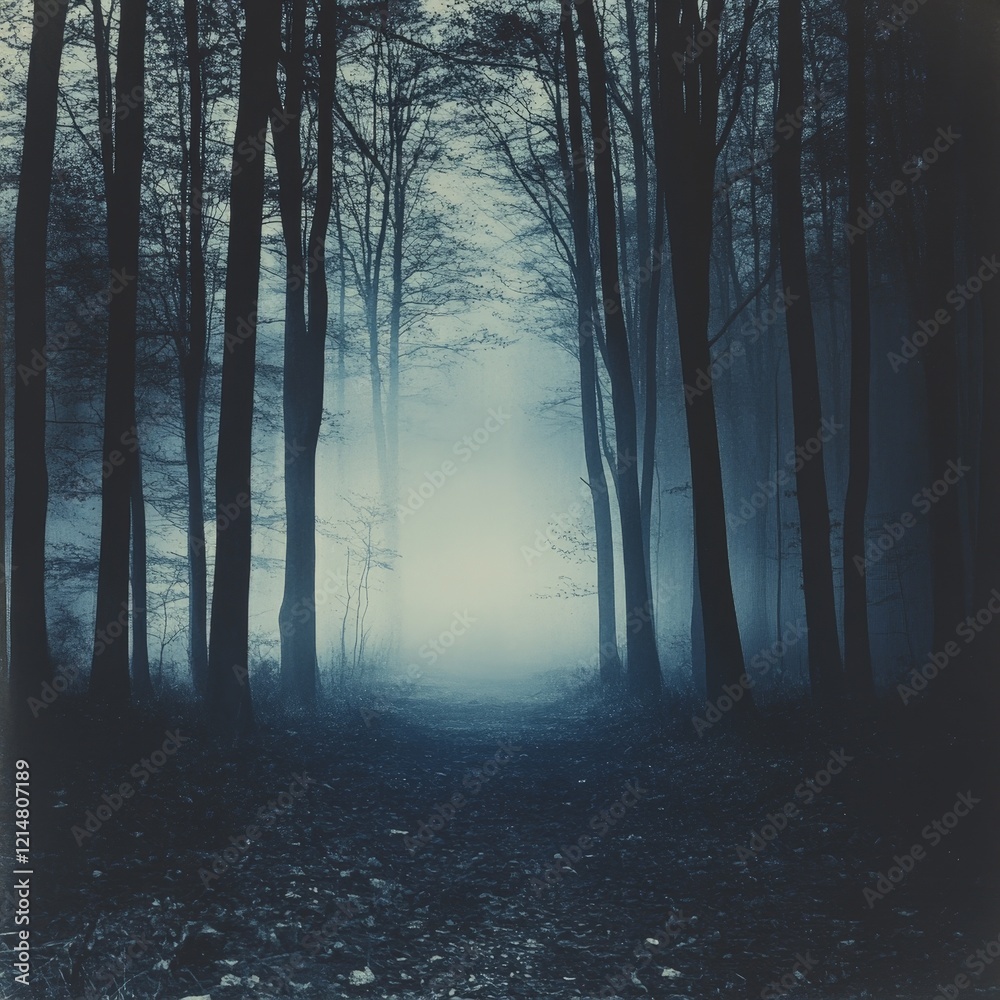 Fototapeta premium Mysterious Pathway Through a Forest at Night