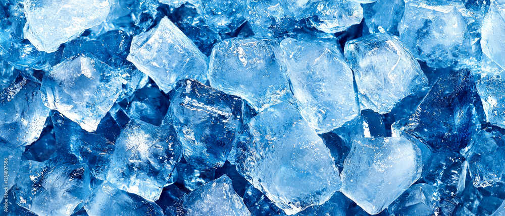 A magical winter blue background with ice crystals. Frosty ice texture mockup. Generative ai A magical winter blue background with ice crystals. Frosty ice texture mockup. Generative ai