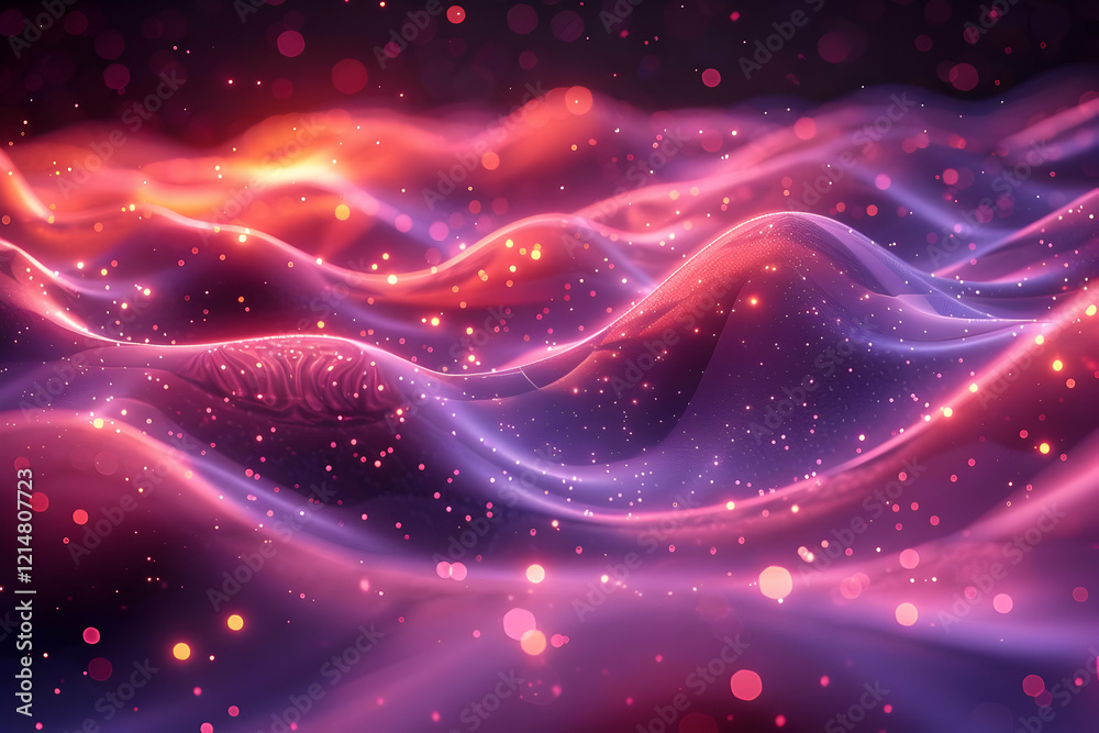 Fototapeta premium Abstract Background with Glowing Particles Flowing Smoothly and Gracefully across the Scene.