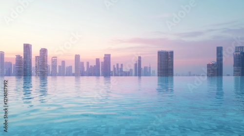 Cityscape Reflections: Rooftop Infinity Pool Serenity Amid Urban Lights