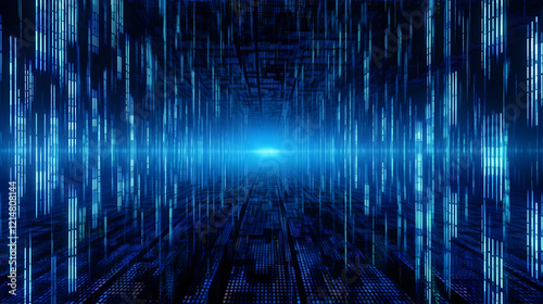 Abstract Blue Data Stream F...
