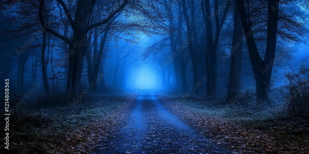 Mysterious Pathway Through a Forest at Night Mysterious Pathway Through a Forest at Night
