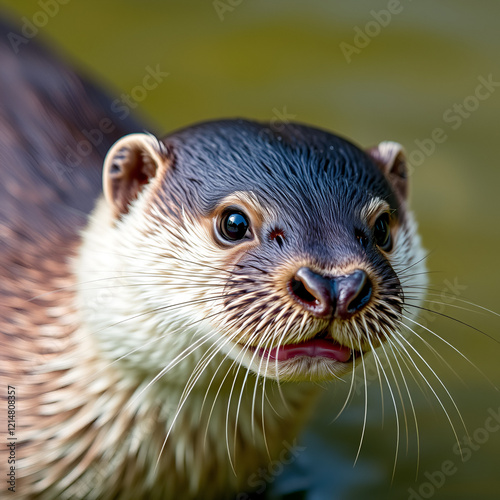 Close up of Asian small-clawed otter (Aonyx cinerea) are lively and playful. photo