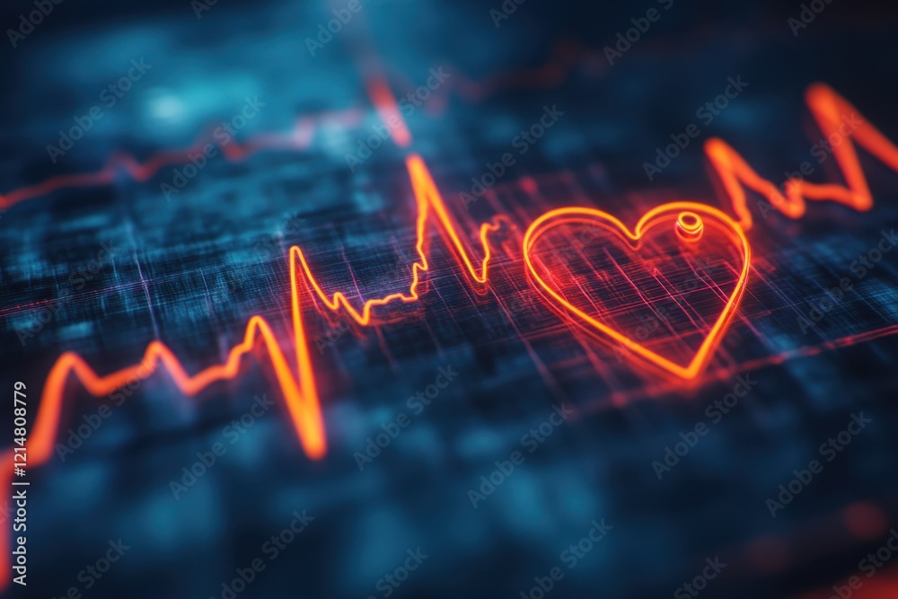 Fototapeta premium Glowing EKG Heartbeat in Modern Digital Space