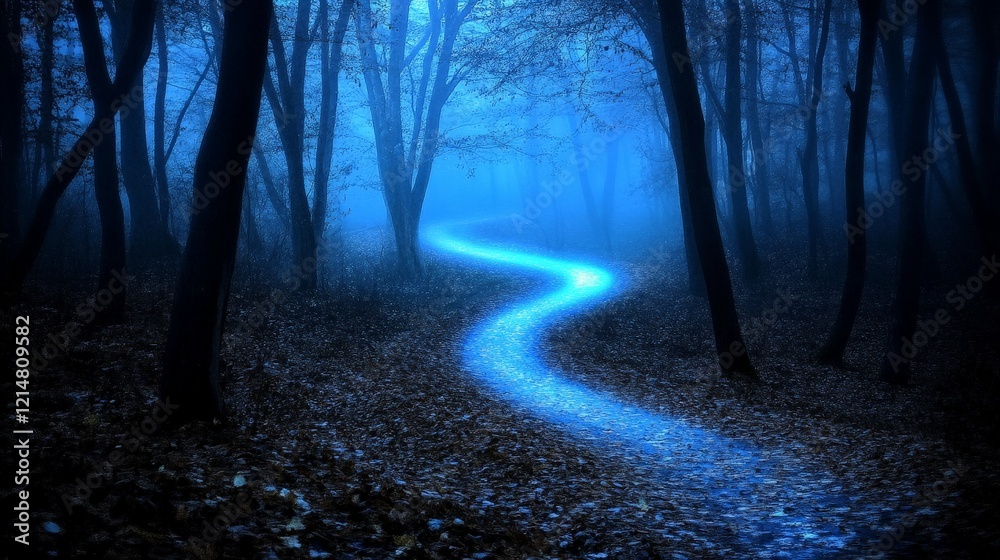 Mysterious Pathway Through a Forest at Night Mysterious Pathway Through a Forest at Night