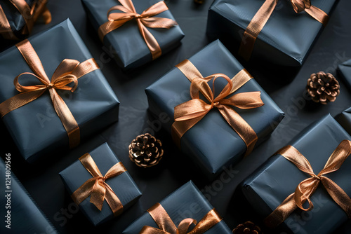 Dark Blue Gift Boxes with G...