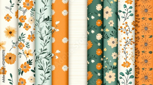 A collection of beautiful floral patterns in earthy tones, perfect for backgrounds, crafts, or home decor projects.
