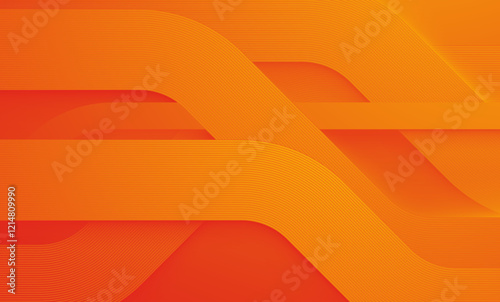 Abstract orange curved layers background with line decoration