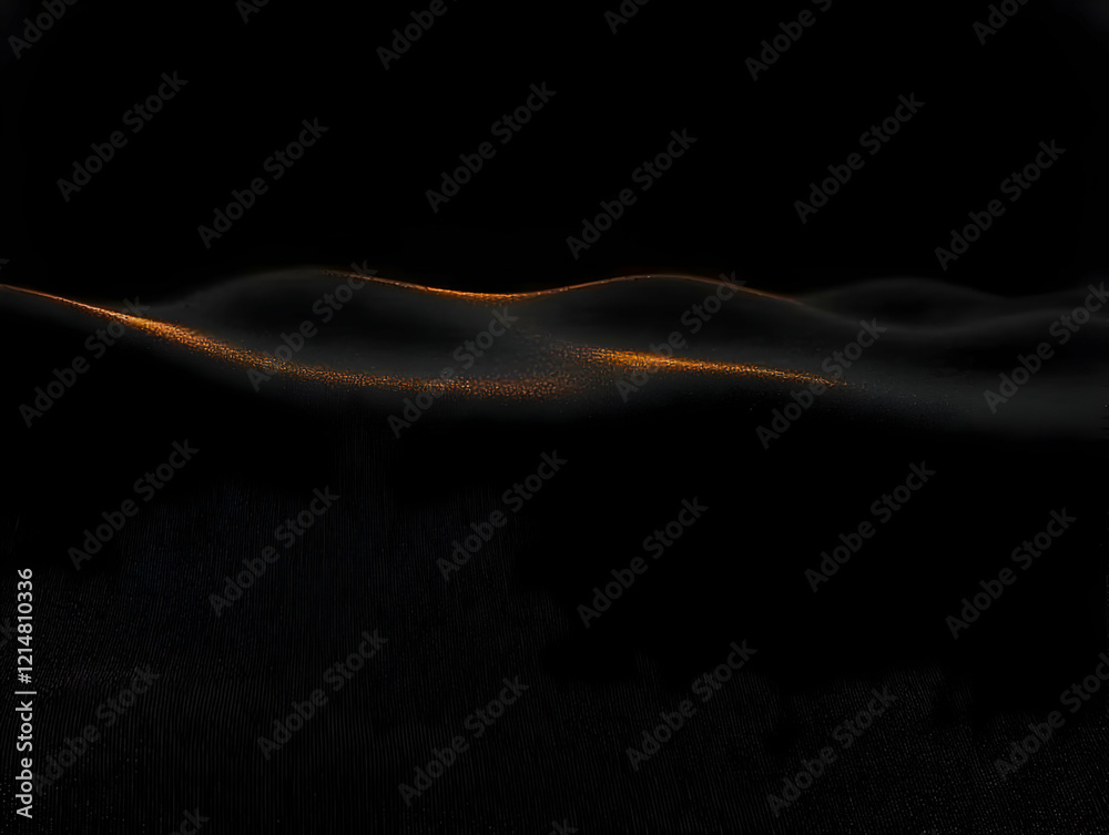 Abstract Dark Background with Golden Light Wave Flowing Smoothly Across a Textured Surface Abstract Dark Background with Golden Light Wave Flowing Smoothly Across a Textured Surface