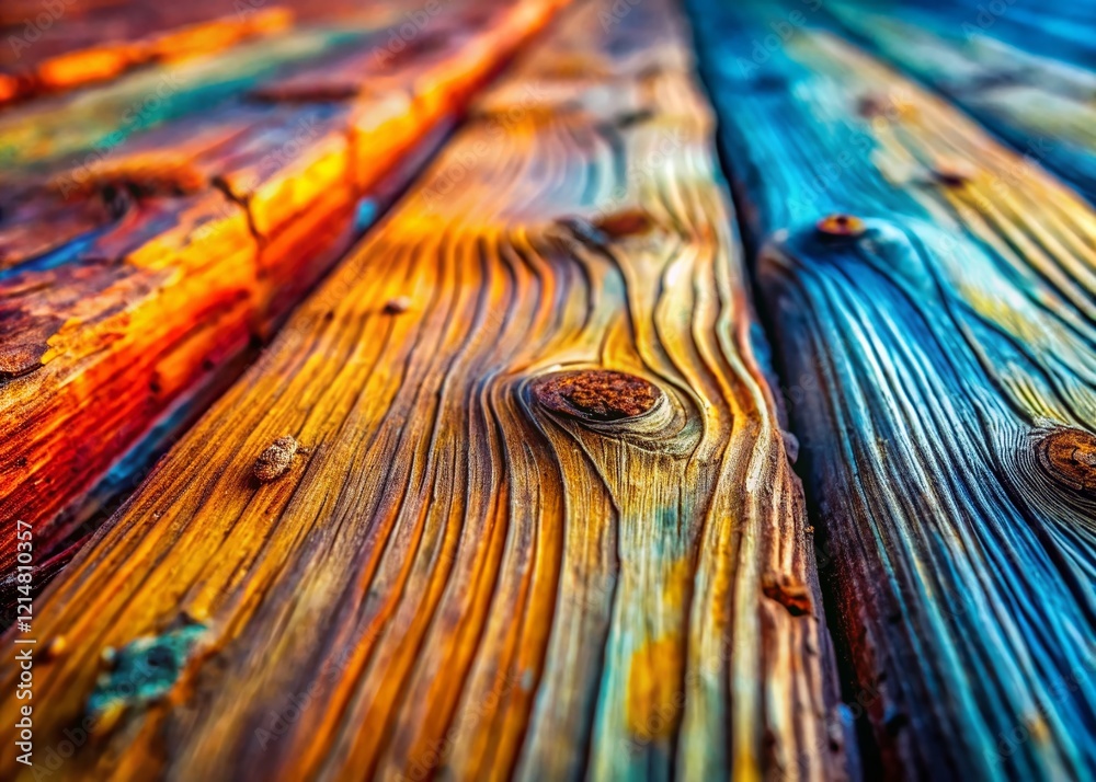 Fototapeta premium Close-Up Texture: Weathered Wood Surface, Rustic Grain Detail Stock Photo
