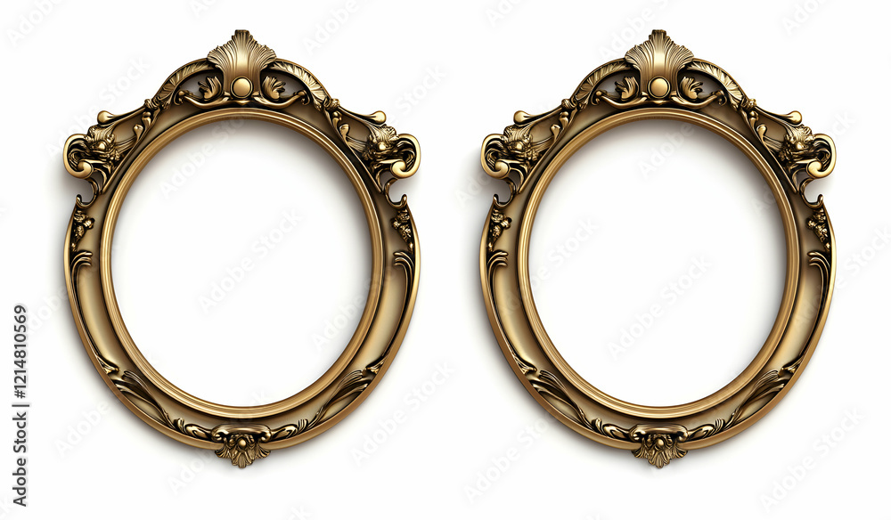 Pair of Elegant Ornate Gold Round Frames Pair of Elegant Ornate Gold Round Frames
