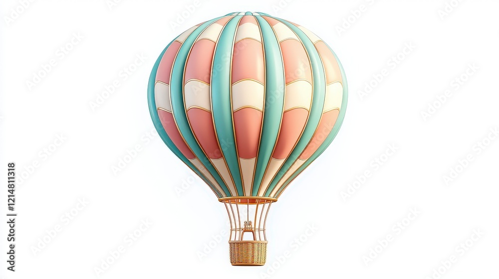 Fototapeta premium A colorful hot air balloon against a minimalist background, symbolizing adventure and freedom in the skies, inviting exploration and journey.