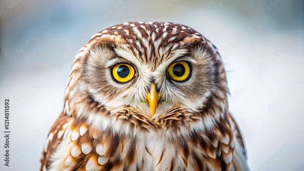 Obraz premium Wise Old Owl on White Background - Majestic Bird Stock Photo