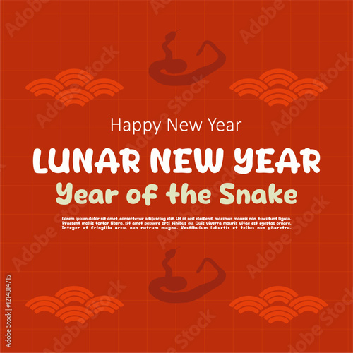 Festive Lunar New Year 2025 Vector - Traditional Chinese New Year Graphic Design Featuring Year of the Snake Theme and Cultural Elements photo