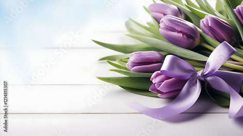 Purple Tulips Bouquet Tied ...