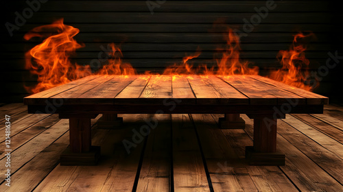 Wooden Table with Fire Back...