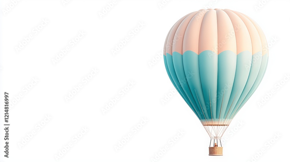 Naklejka premium A serene hot air balloon floating gracefully in a clear sky, symbolizing adventure, freedom, and the beauty of exploration.