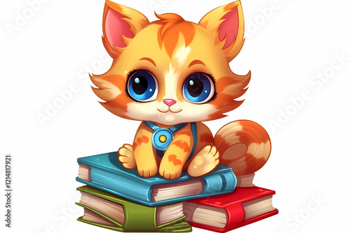 Cute Orange Kitten Sits Ato...