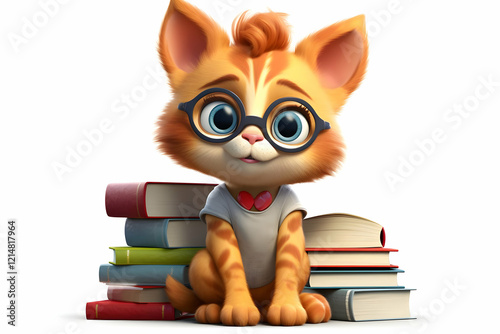 Cute Cartoon Cat Sits Next ...