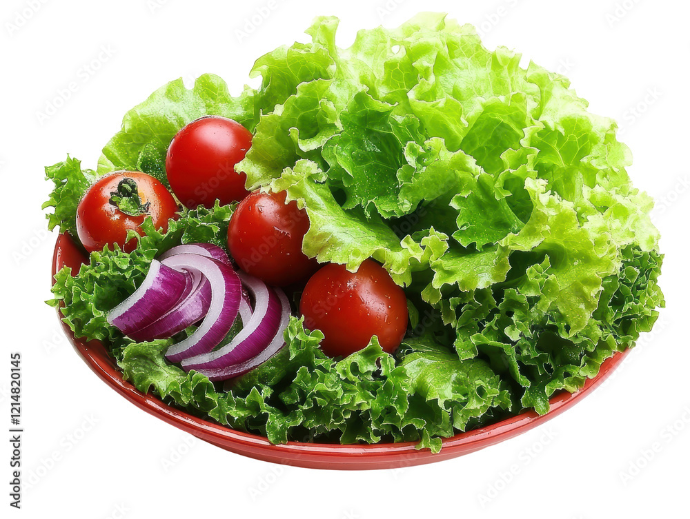 Isolated Bowl of Salad with Lettuce Tomatoes and Onion Isolated Bowl of Salad with Lettuce Tomatoes and Onion