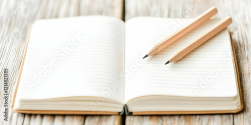 Open Notebook with Two Penc...