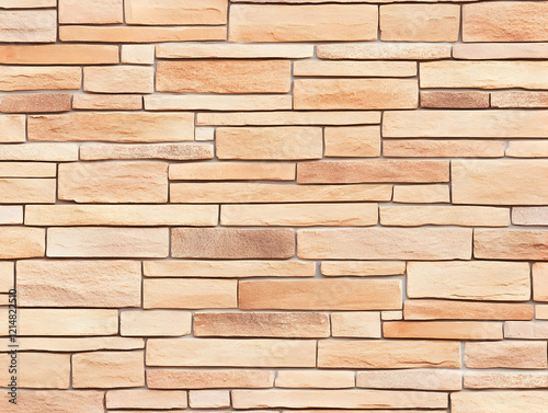 Beige Stone Wall Texture Creates a Rustic and Natural Look, Perfect Backdrop for Various Design Projects. photo