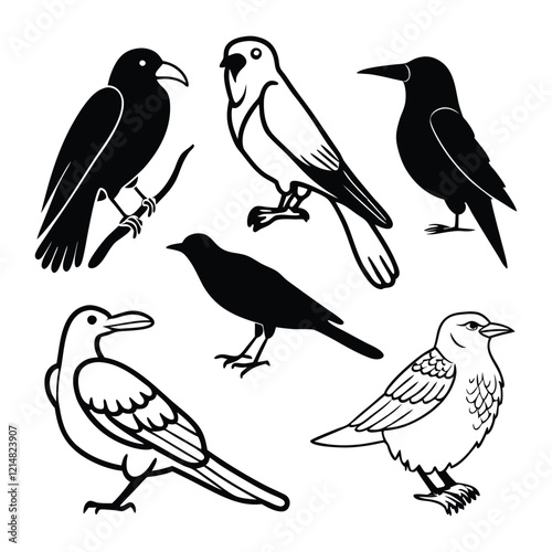 Wallpaper Mural birds silhouette 6 set Torontodigital.ca