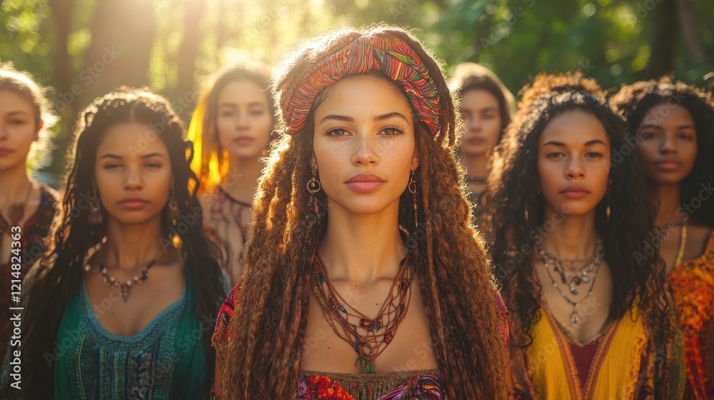 Fototapeta premium Diverse Women United, Celebrating Culture and Strength in Nature