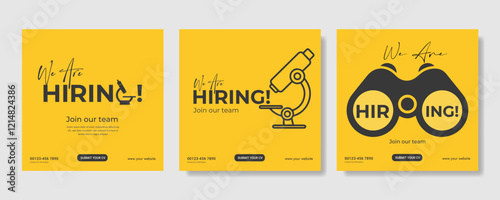 Modern and creative hiring square banner template design for social media post Flat Hiring announcement social media post design, Hiring recruitment open vacancy design info label template. 