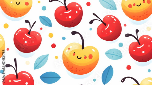 Cute Cherries and Apples Se...