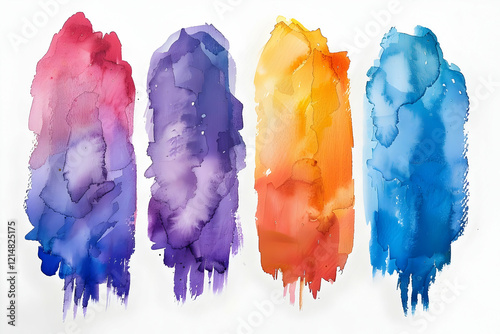 Four Vibrant Watercolor Str...