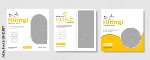 Modern and creative hiring square banner template design for social media post Flat Hiring announcement social media post design, Hiring recruitment open vacancy design info label template. 