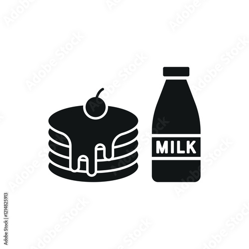 Milk and pancake set food icon featuring a clean and modern design, ideal for breakfast menus, food delivery services, and cafe branding