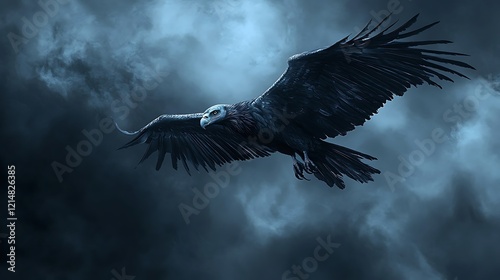 A large vulture demon flying across the desolate dark skies